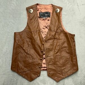 Vintage Leather Factory Western Vest Mens 42R Lined Single Breasted Made in USA